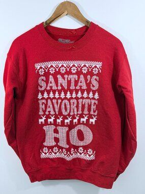 Shop4Ever Long-sleeve crewneck sweatshirt "ugly Christmas sweater" Red with whit